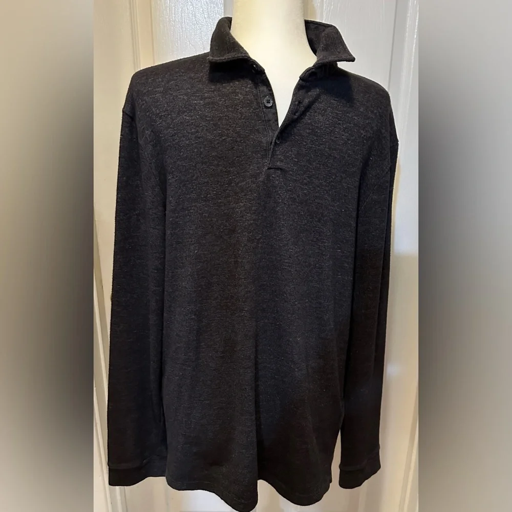 Marc Anthony Sweater Gray Knit Long Sleeve Pointed Collar Size Slim Fit Medium
